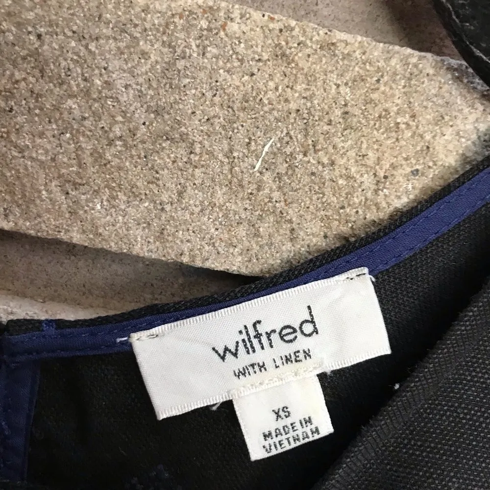 Aritzia Wilfred Trompette Embroidered Geometric Linen Sleeveless Dress Black XS - Image 9