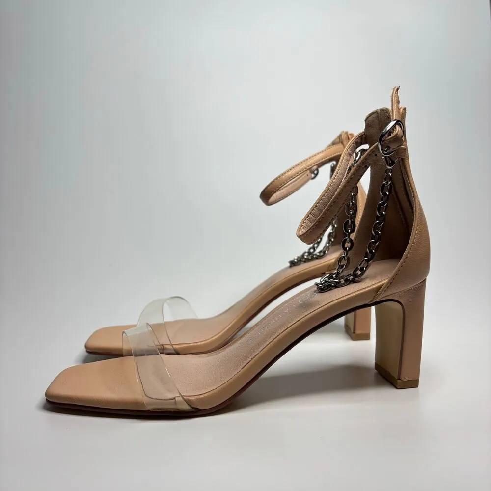 Chinese Laundry Yara Ankle Chain Heels in Taupe/Clear Vinyl - Image 3