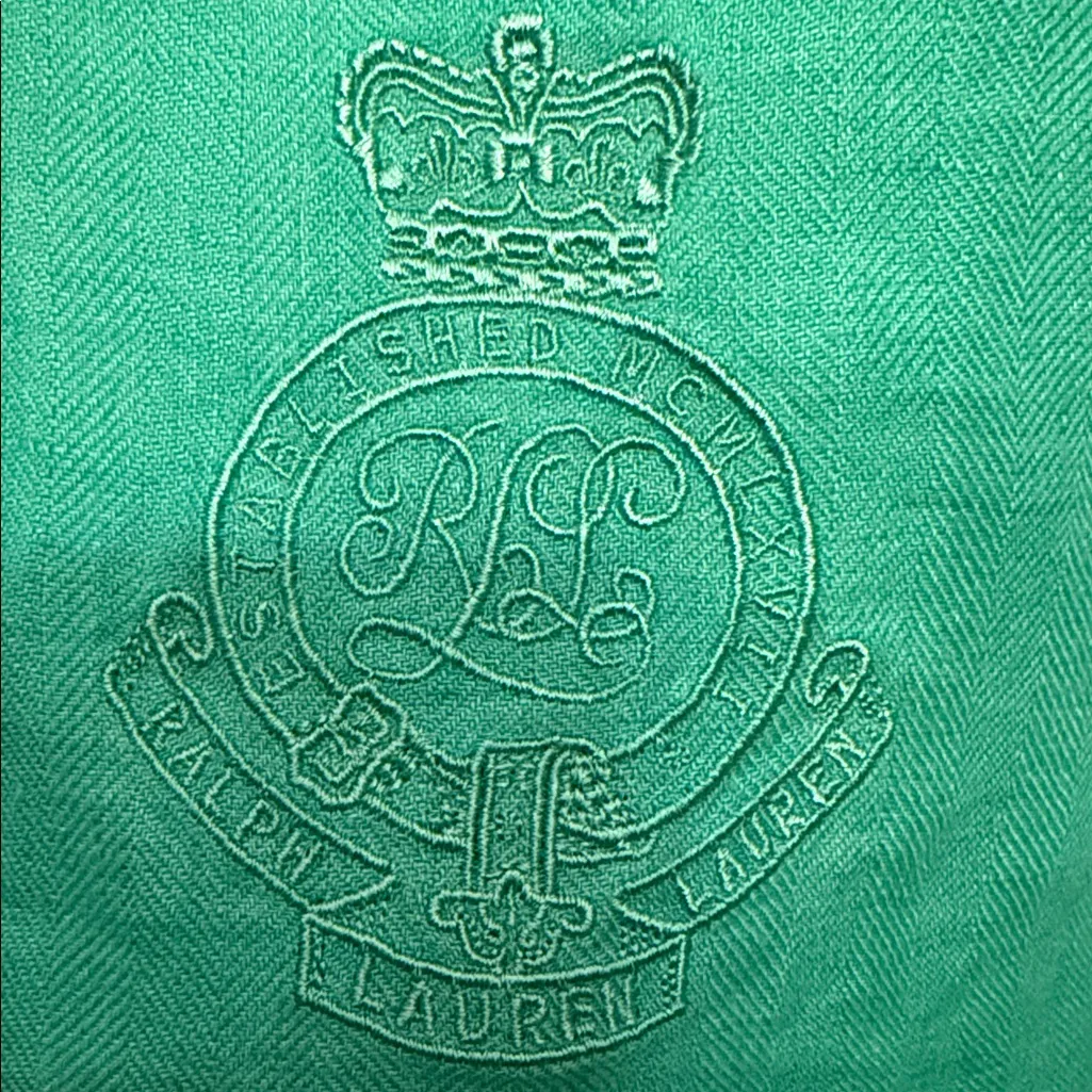 Lauren Ralph Lauren Green 100% Linen Button Down Shirt 3/4 Sleeve Size Small - Image 6