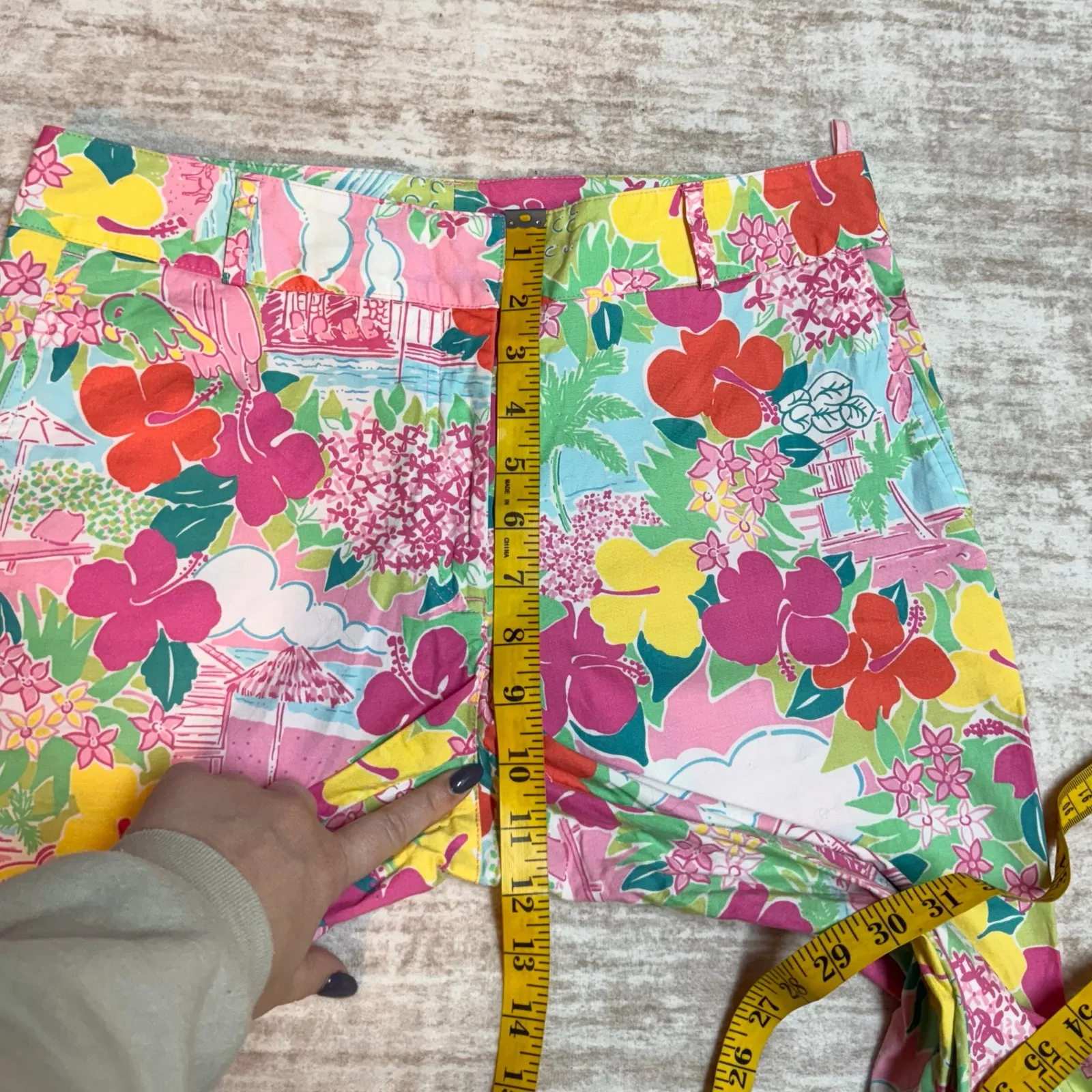 Lilly Pulitzer Women’s 8 Cotton Blend Pink Green Floral Tropical Print Pants - Image 3