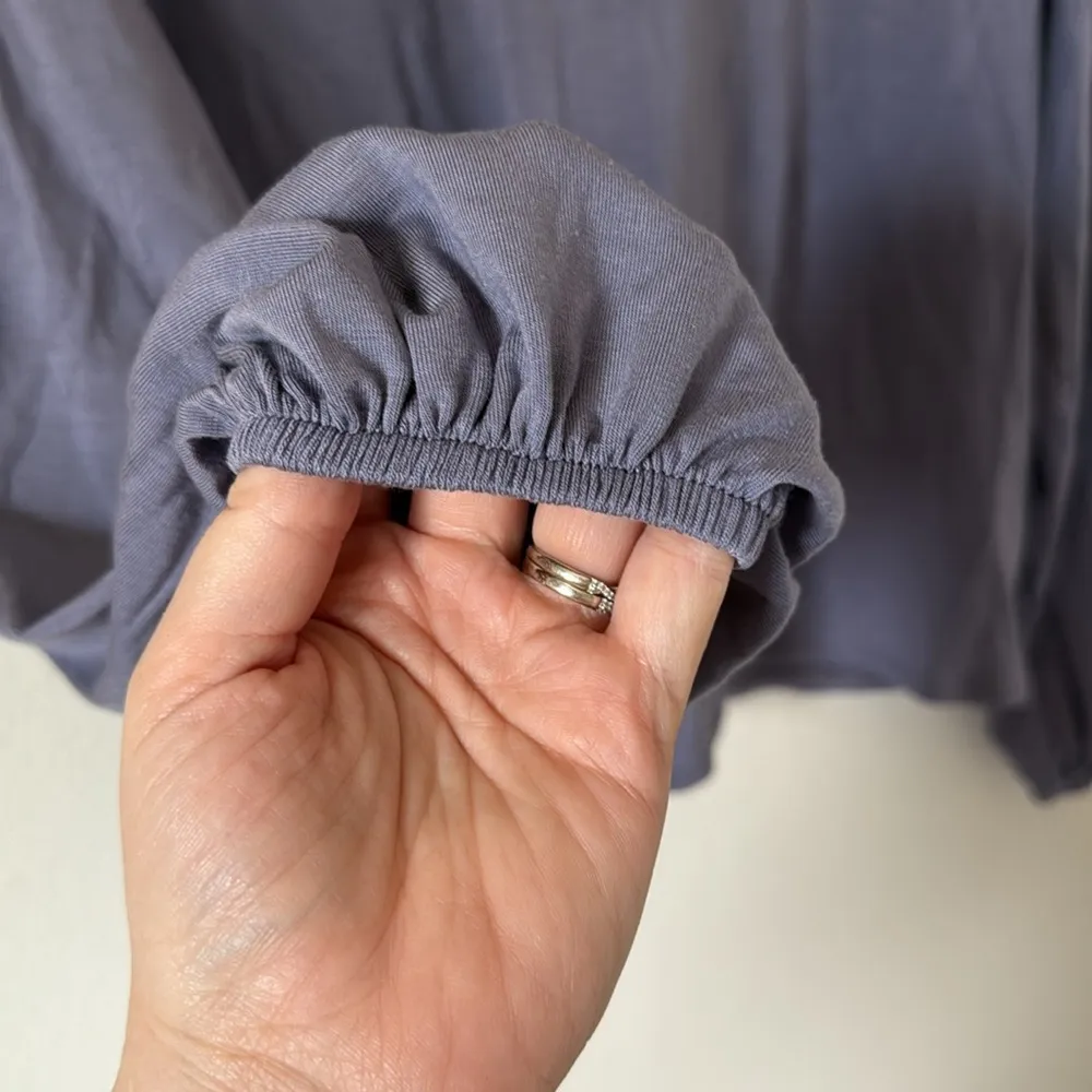 NWT Garnet Hill Pintuck Puff-Sleeve Knit Top Blouse Shirt Lavender Small - Image 6