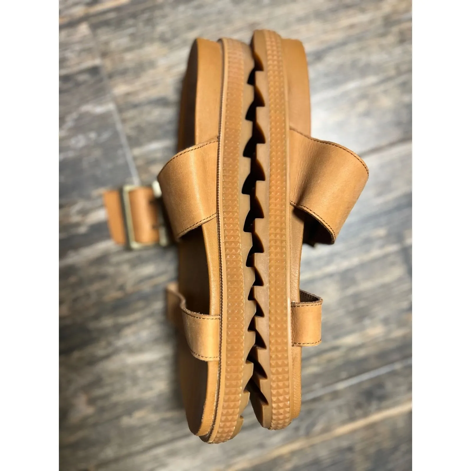 SOREL Roaming Buckle Slide Sandals Tan Platform Lug Sole Women 9.5‎ Beach Summer - Image 7