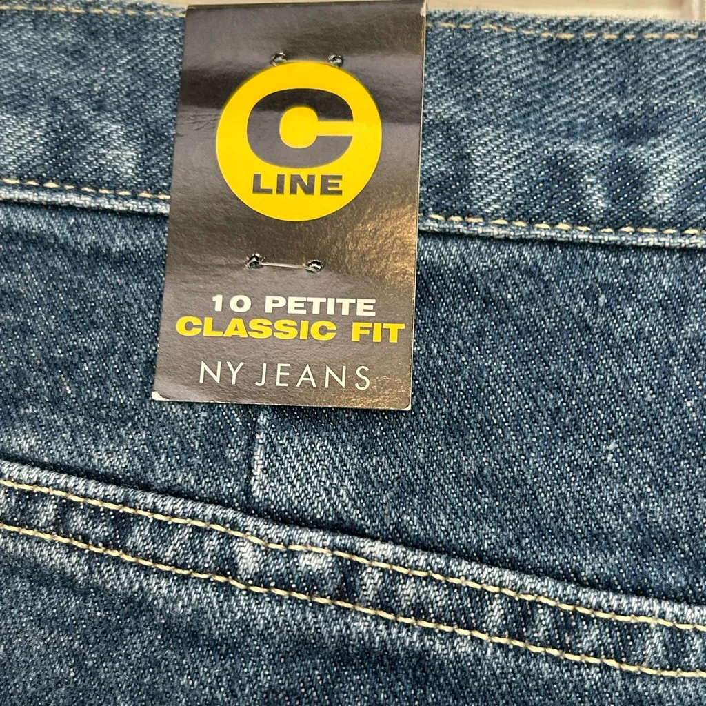 NY & Co size 10P Classic Fit Tapered Leg Stonewashed blue jeans NWT 10 Petite - Image 4