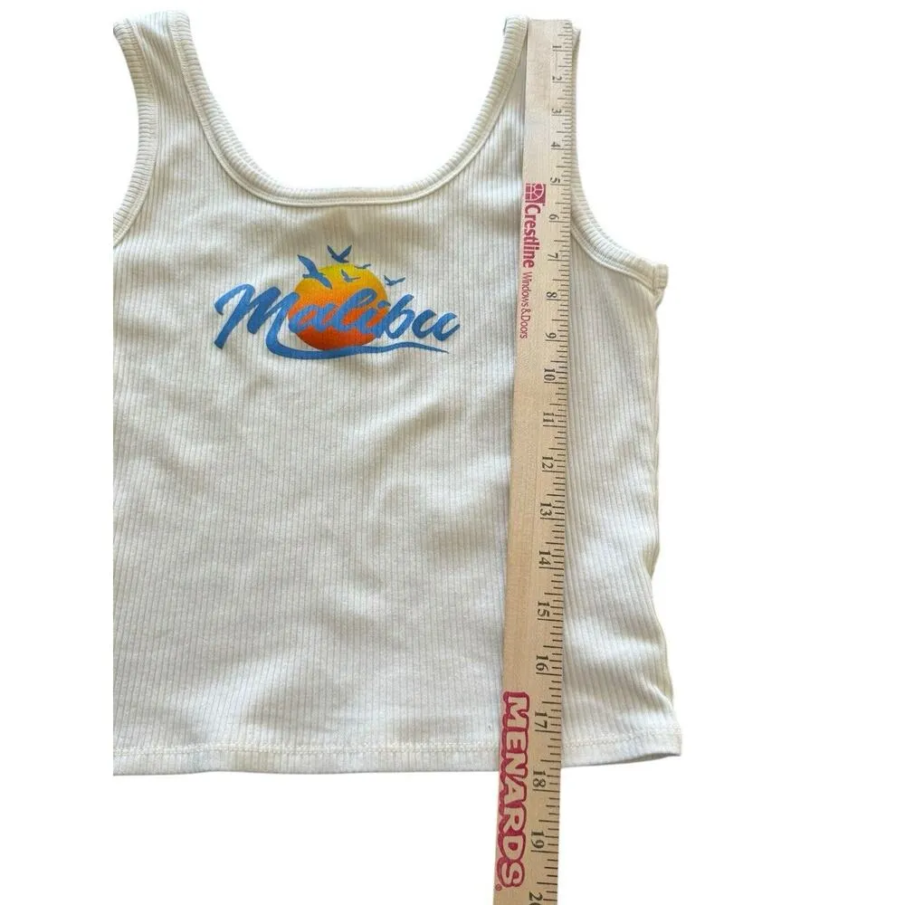 Malibu California Spell Out Cropped Top Obsessive Love Tank Women’s Ribbed Beach - Image 6