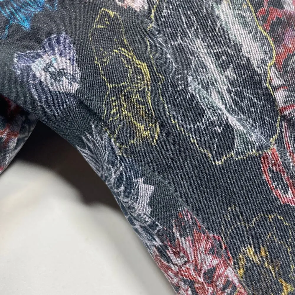 IRO Blouse 36 Small Ciclan Cold Shoulder Antique Dark Floral Silk Bell Sleeve - Image 7