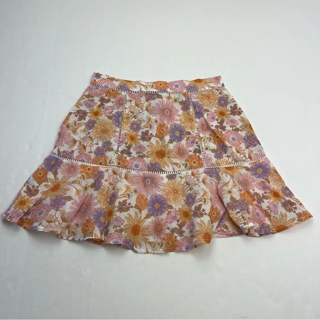 Tularosa Revolve Aurora Mini Skirt Lilac Retro Floral Womens Size XS‎ Cotton - Image 8