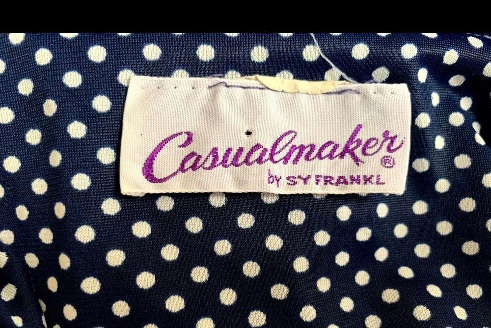 Vintage 50’s Casualmaker Blue Polka Dot Dress - Image 5
