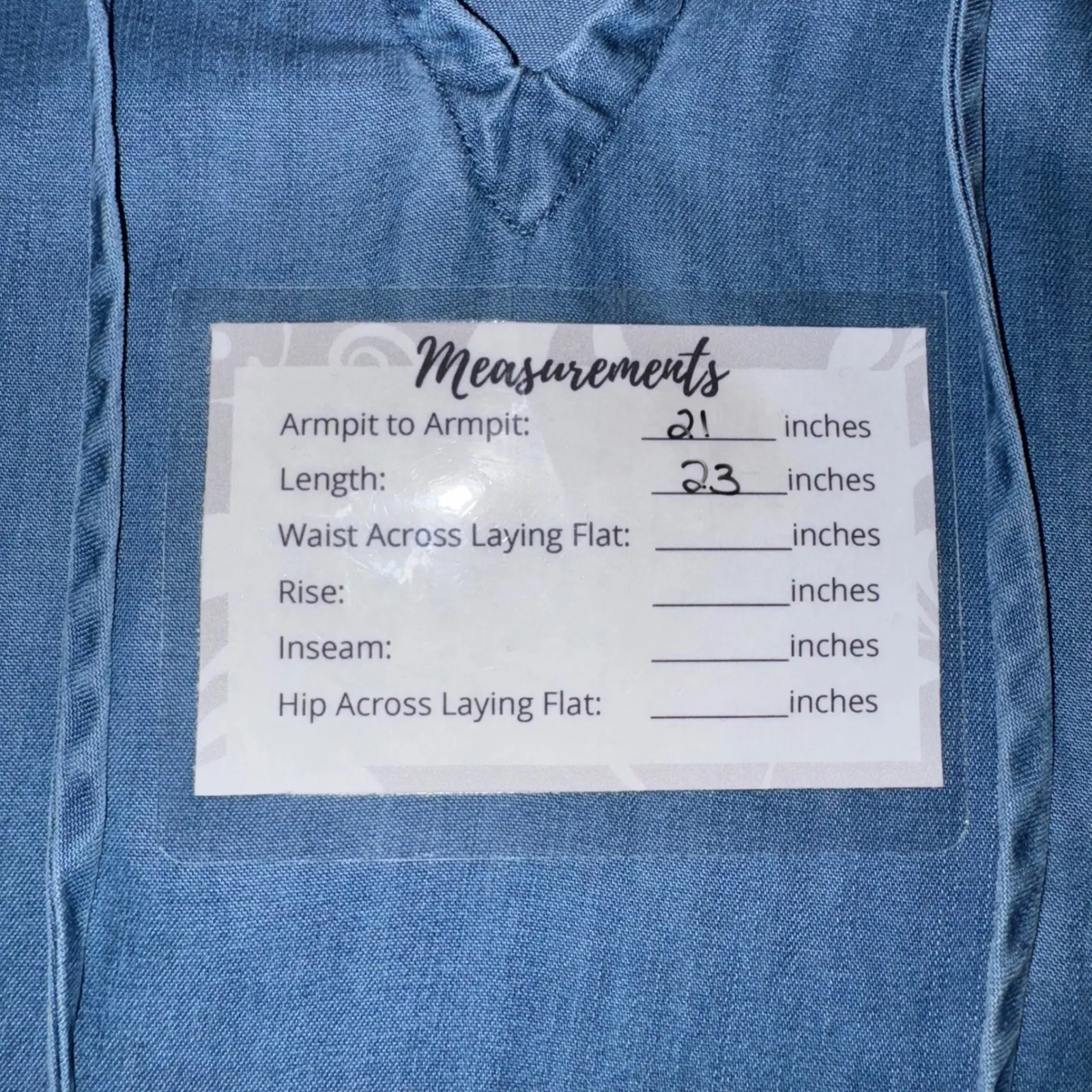 Draper James RSVP Denim Chambray Ruffle V Neck 3/4 Sleeve Blouse Top S‎ Blue - Image 6