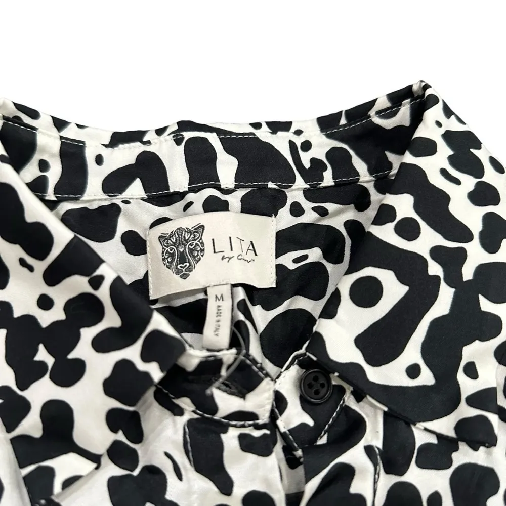 Lita By Ciara Printed Fluid Camp Shirt cheetah print - Image 6