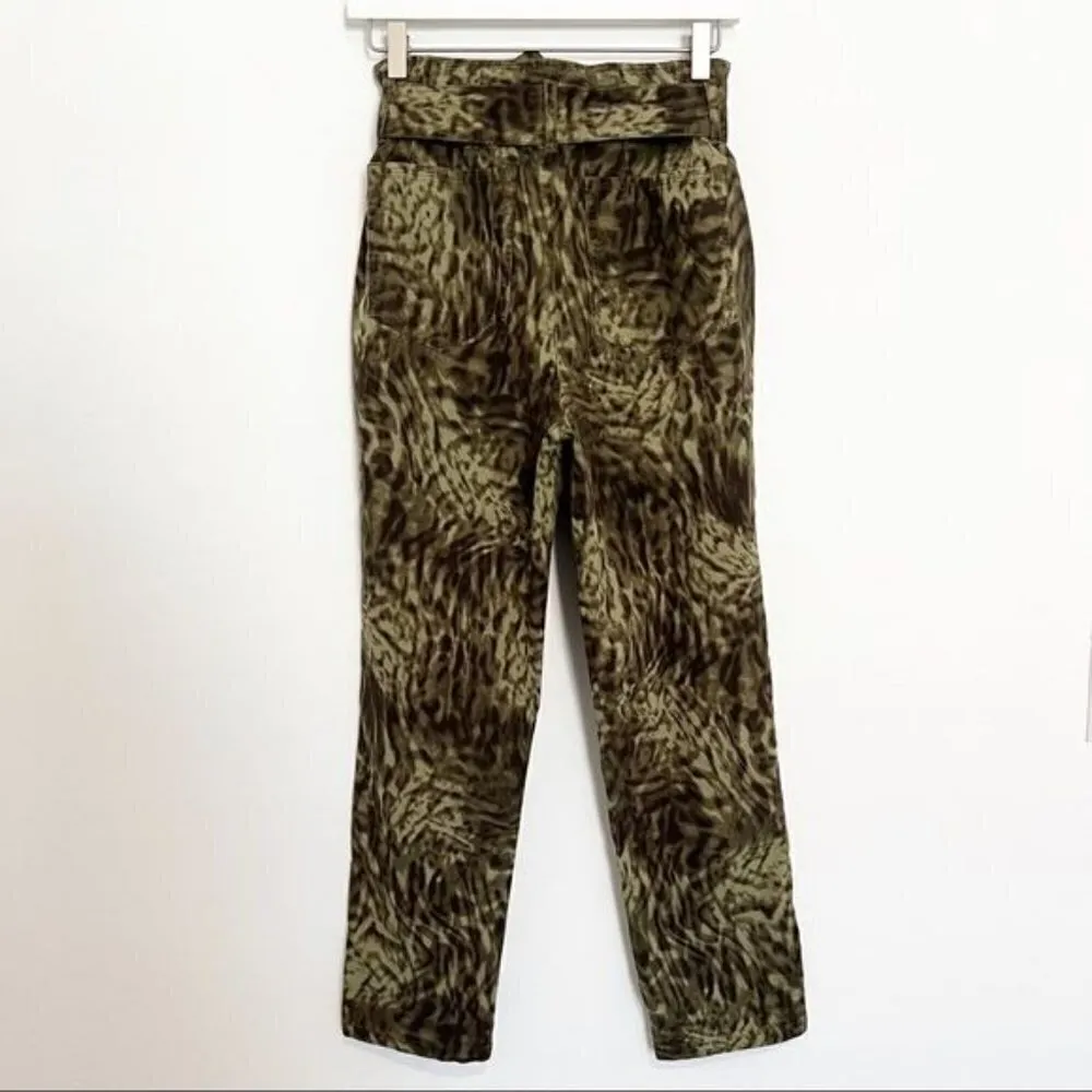 NWT Good American Tie Waist Trouser Pants in Jungle Green‎ Contemporary Size 25 - Image 11
