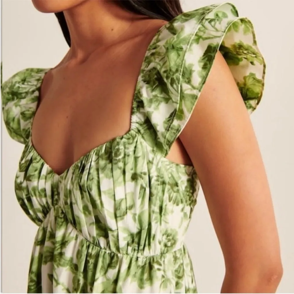 Abercrombie & Fitch Petite Flutter Sleeve Poplin Midaxi Dress - Image 3