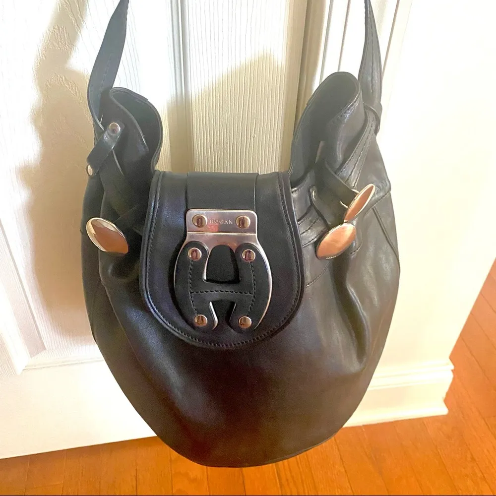 Hogan Black Leather Bucket Bag - Image 3