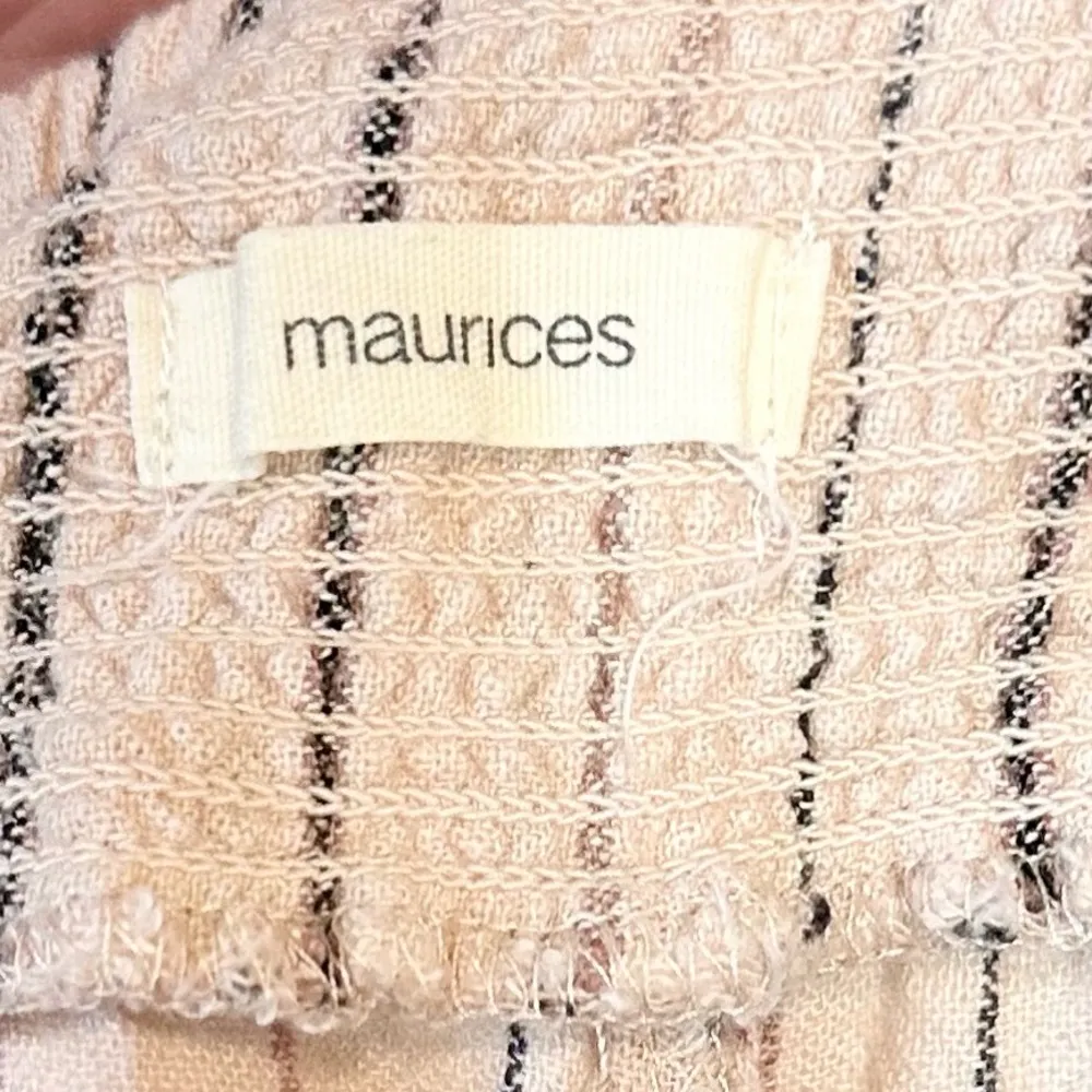 Maurices Tan and Cream Striped Wide Leg Linen Pants - Medium - Image 4