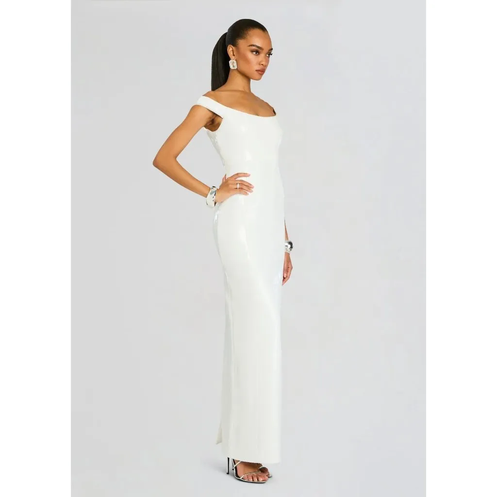 retrofete Jazmina Off Shoulder Sequin Dress White Womens Size XS - Image 2