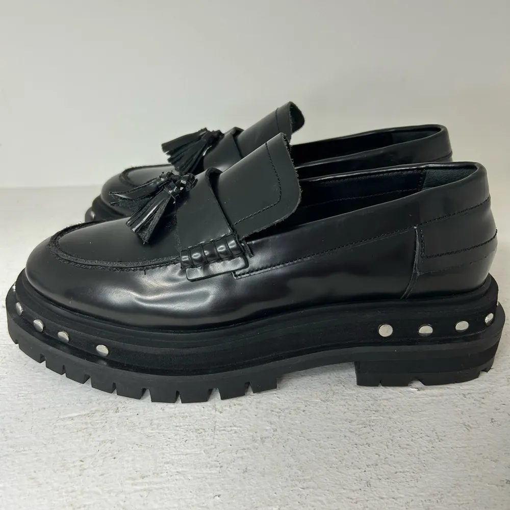 Free People Black Leather Loafers - Image 4