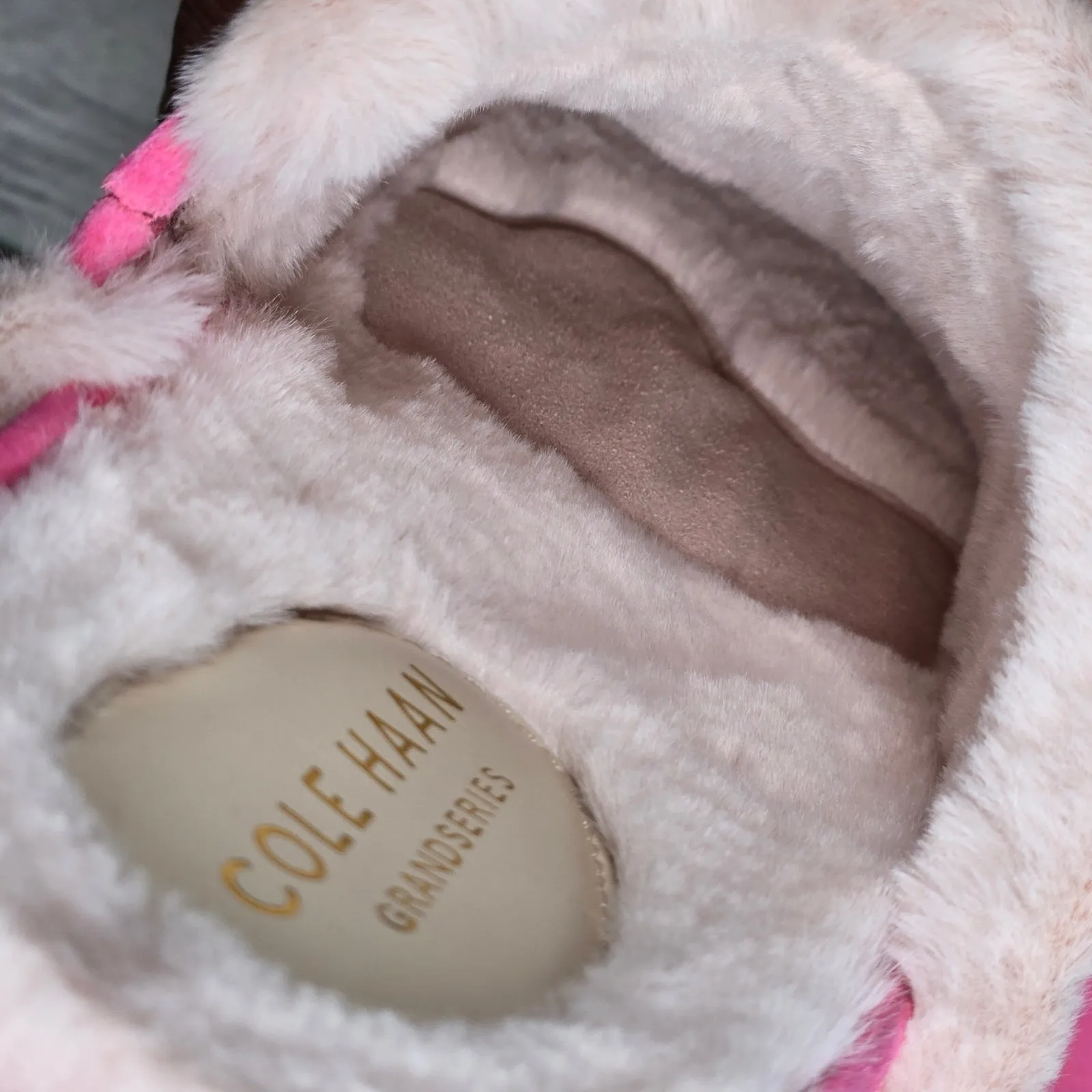 Cole‎ Haan Mc Ada Mule Slippers Hot Pink Suede Faux Fur Lined Size 5.5B - Image 9