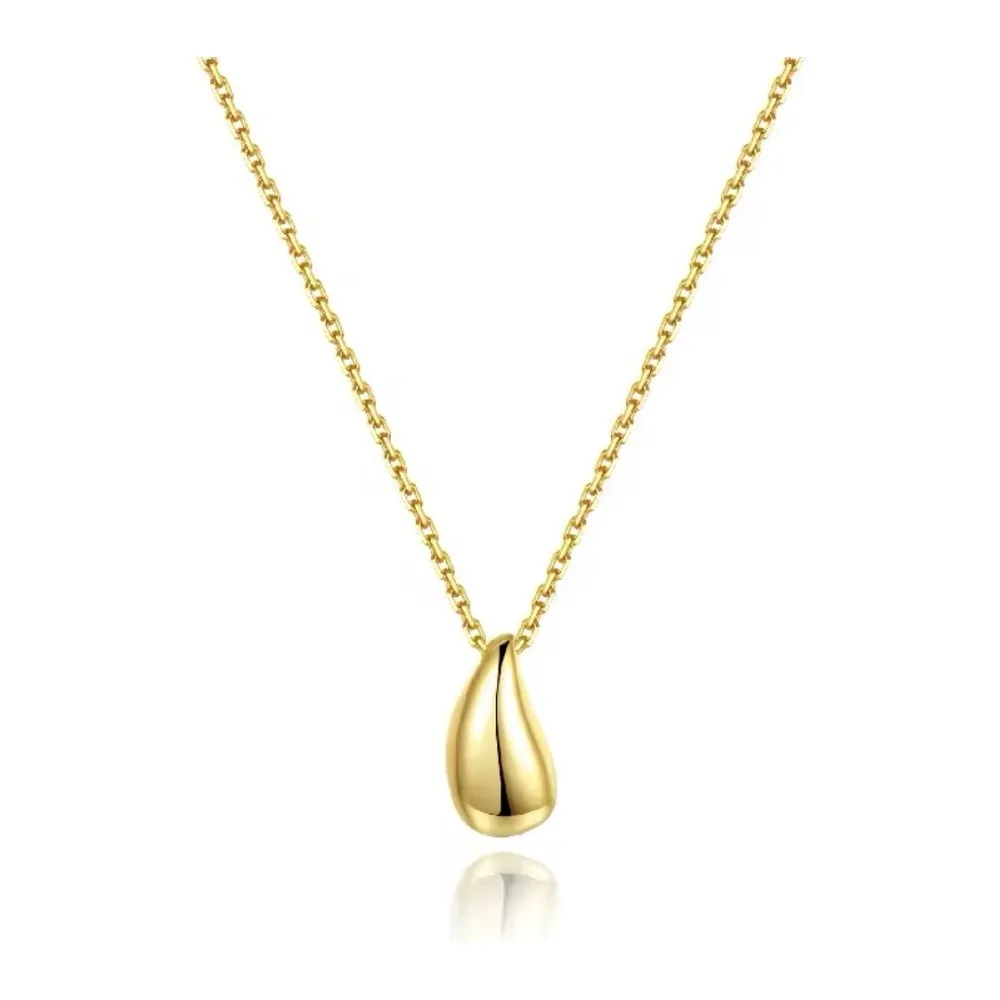 NEW Teardrop‎ Pendant Necklace Gold Plated Sterling Silver Minimalist Jewelry - Image 2