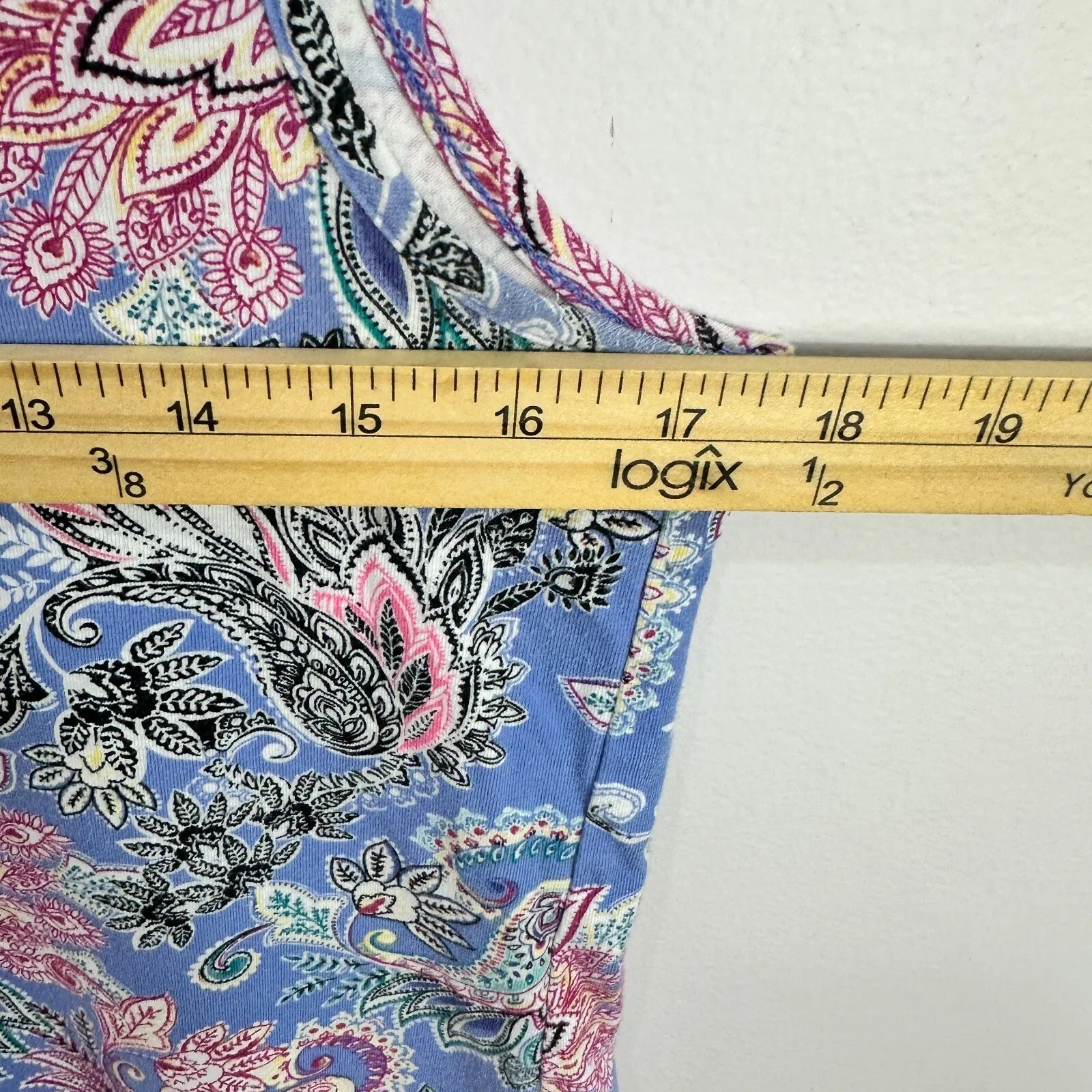 Talbots Sleeveless Top Small Blue‎ Paisley Cotton Tank Coastal Grandma Preppy - Image 4