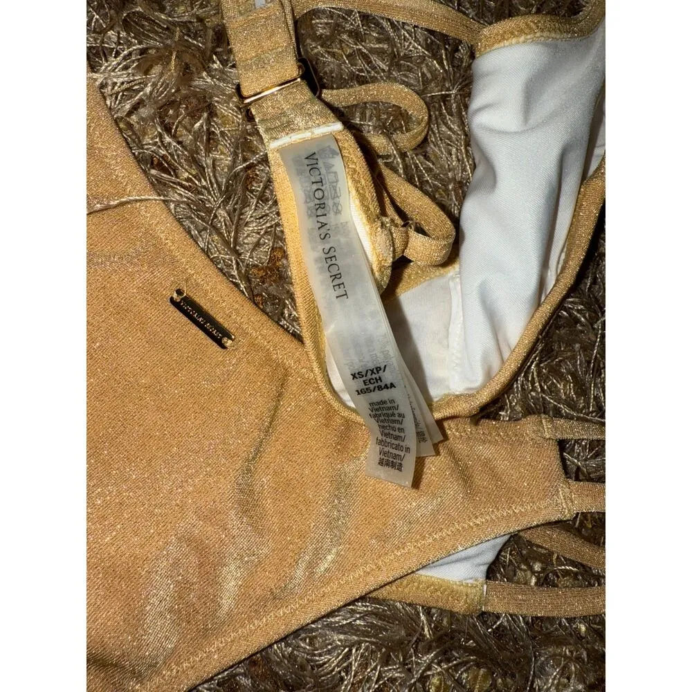 Victoria's Secret Gold Shimmer 2 Piece Bikini Swimsuit - Image 4