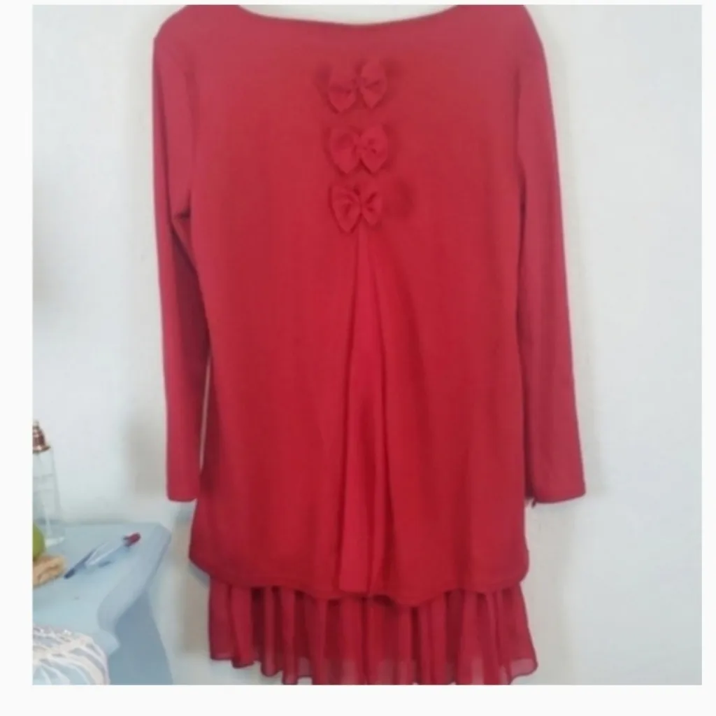 Red ruffle bohemian bow back dress NWT - Image 7