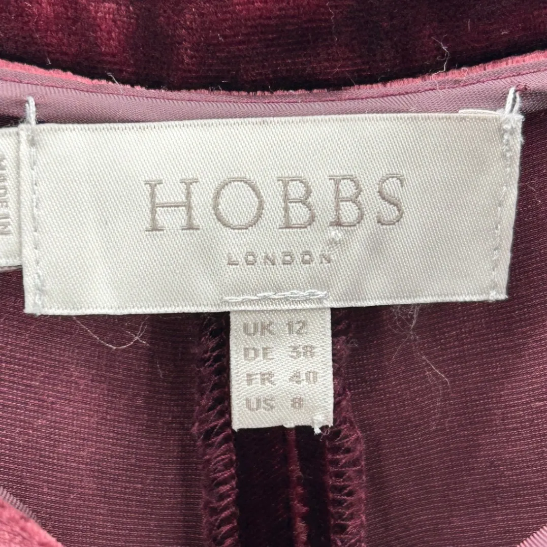 Hobbs London Silk Blend Velvet Wide Leg Pants Burgundy Women's Size 8 Pockets - Image 4