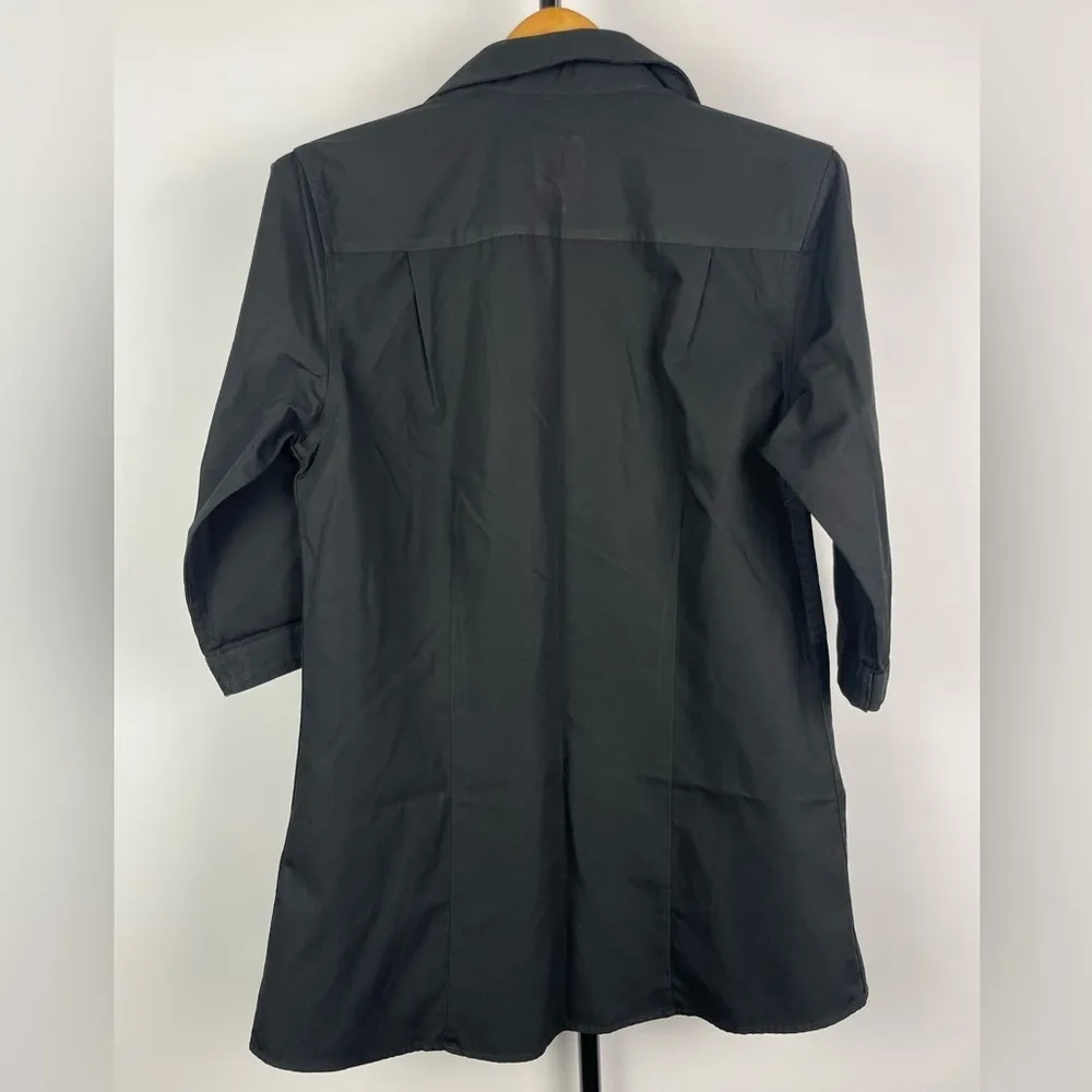 Oobe Black Button Up Collared 3/4 Sleeve Professional Blouse‎ Top - Image 7