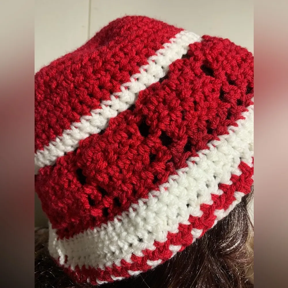 Handmade Red Heart Beanie Hat - Image 2