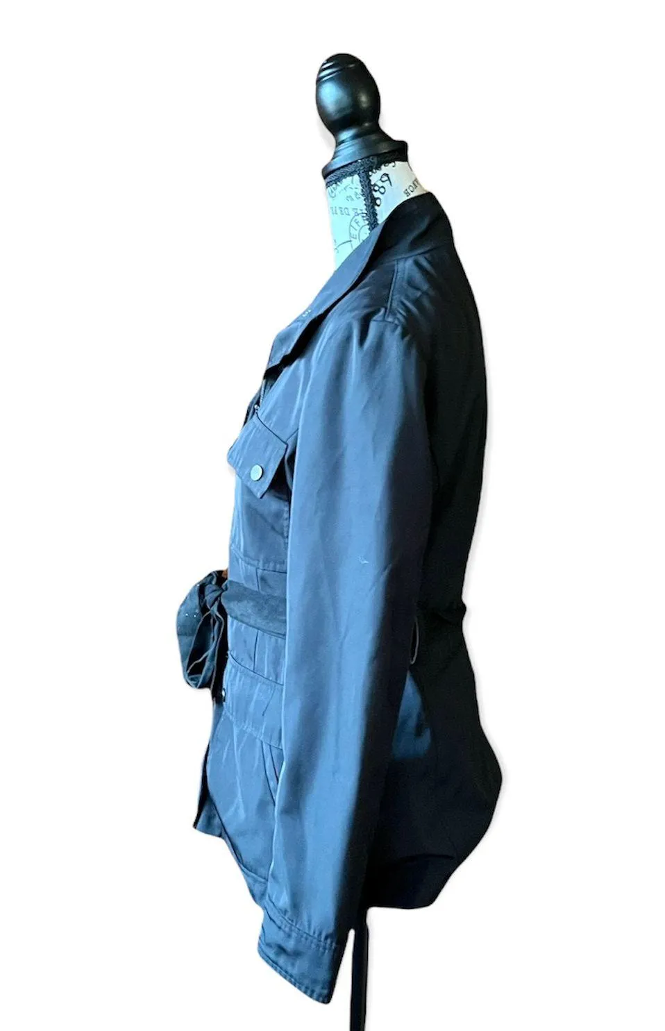 Theory Womens  Black Utility Polyester Full Zip Snap Jacket Coat S - Image 3