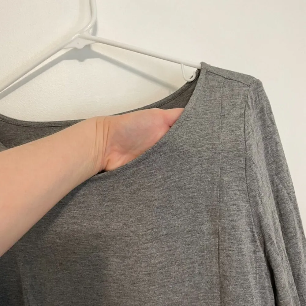 ANN TAYLOR Factory Heather Gray 3/4 Sleeve Puff Sleeve Balloon Sleeve Blouse Top - Image 5