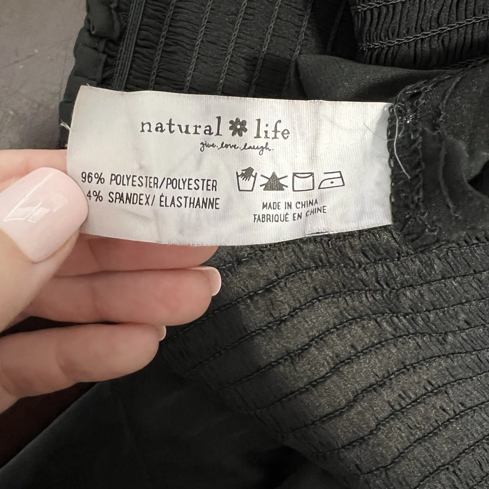 Natural Life Daisy Smocked Shorts Black High Rise Silky Satin Skort‎ Size XS - Image 9