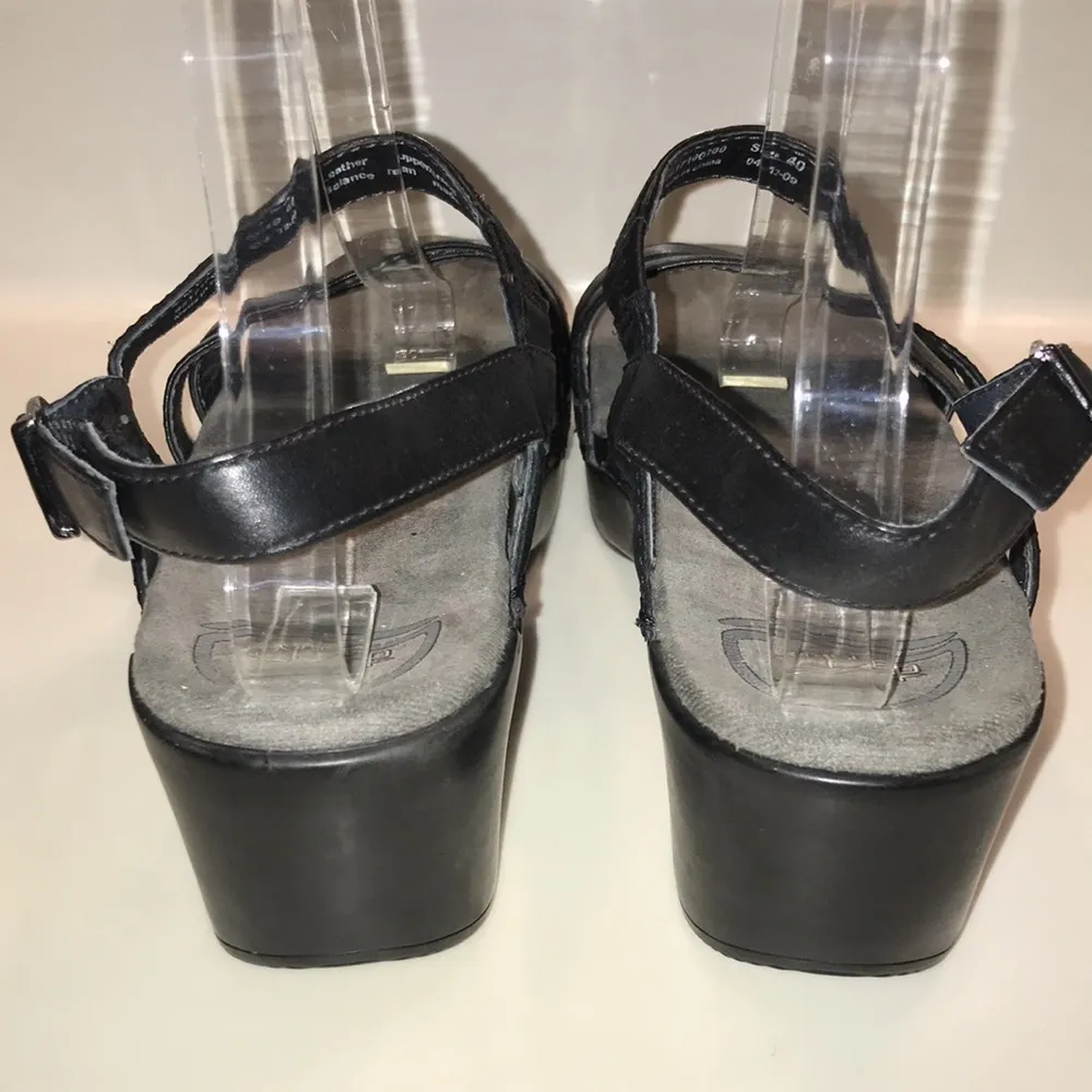 Dansko Women’s Surraya Leather Black Strappy Wedge Sandals - Image 4