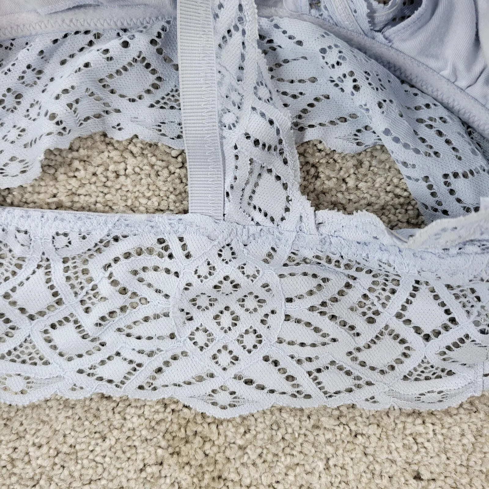 Aerie Lace Bralette Womens S Blue Padded Adjustable Crossed Strap Lingerie Top - Image 9