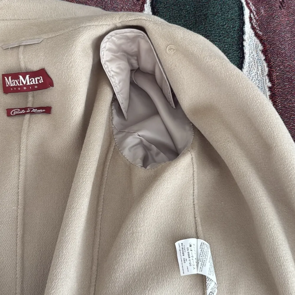 MaxMara studio beige wool cashmere blend wrap coat - Image 8