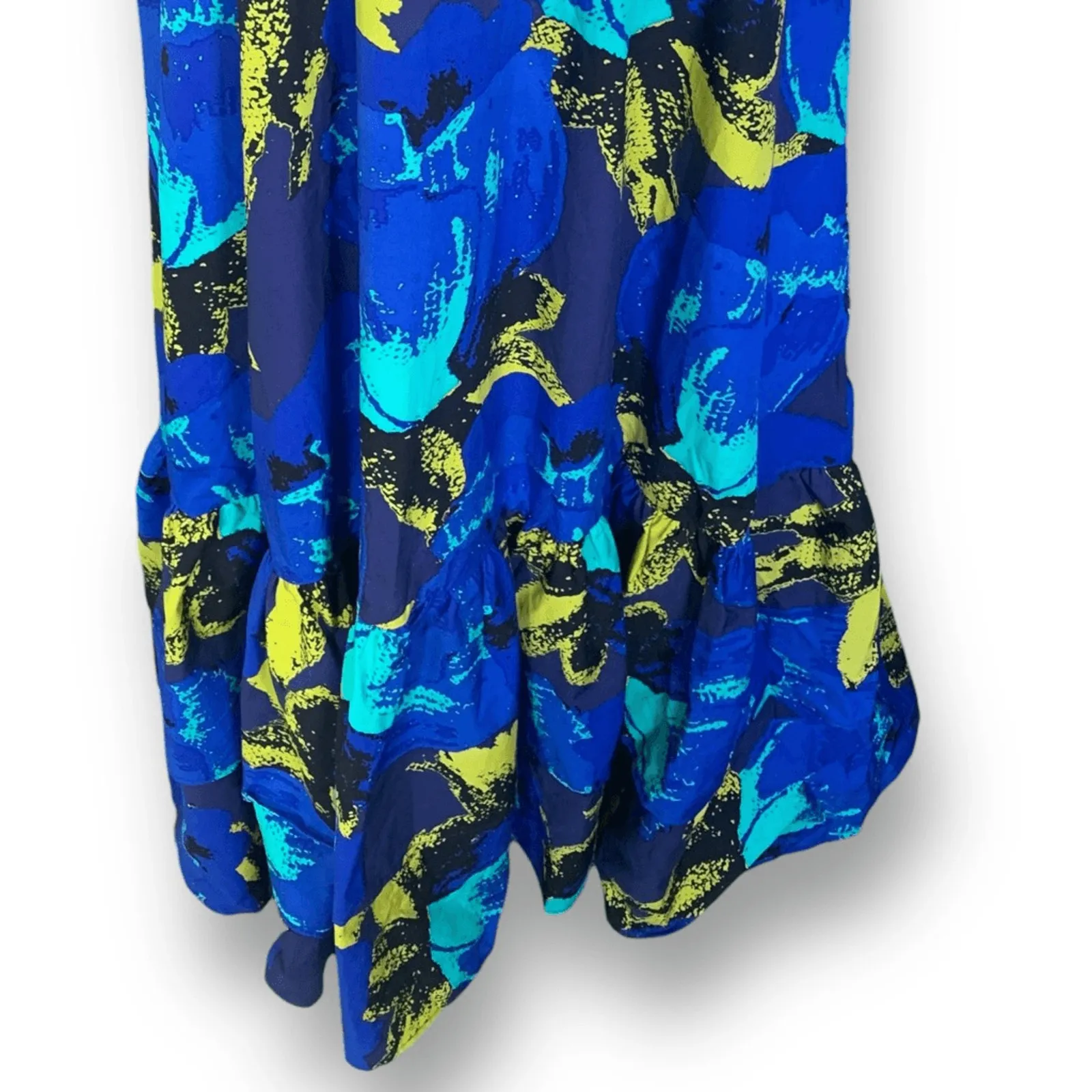 Christopher John Rogers For Target Blue Abstract Deep V Cotton Maxi Dress Size 6 - Image 4