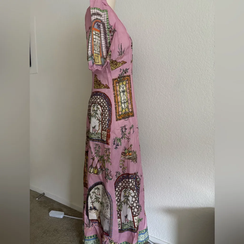 Alemais Pink Long Sleeve Printed Dress Size 4 - Image 10