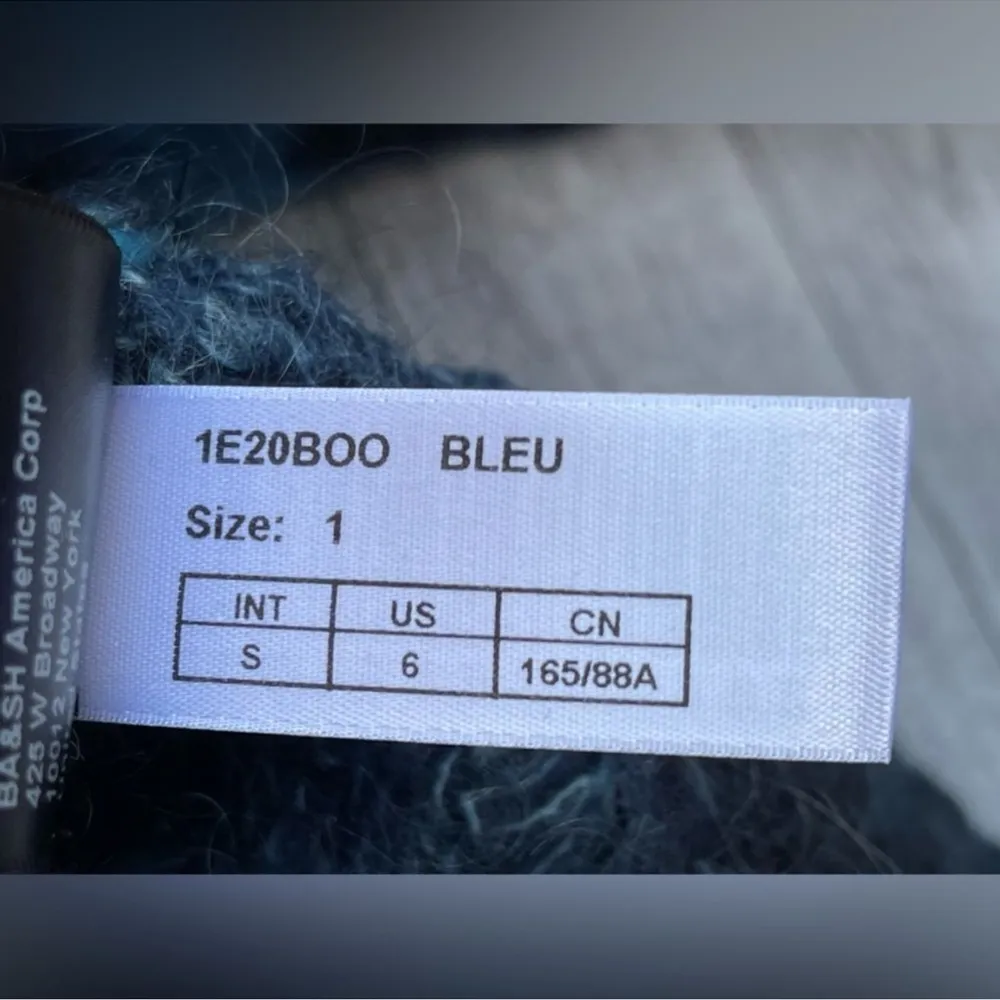 BA&SH Blue Stripe Boo Open Loose Knit
Mohair Wool Blend Pullover size 6 - Image 11