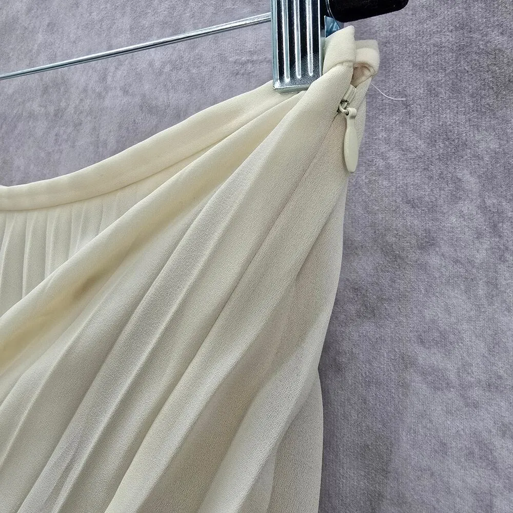 Preston & York Vintage Cream Pleat Flare Knee Length Short Skirt Plus‎ 14 - Image 8