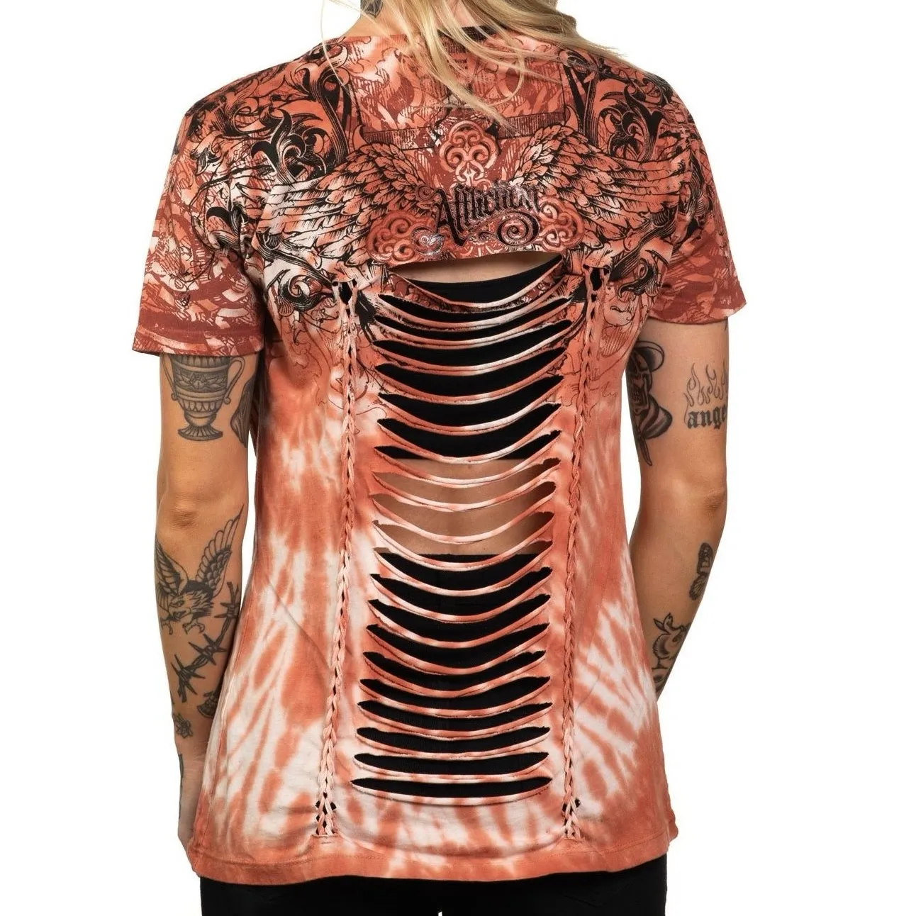 AFFLICTION Mayport Ferry Tee with Braided Cutout, Size M New w/ Tag MSRP $58 - Image 2