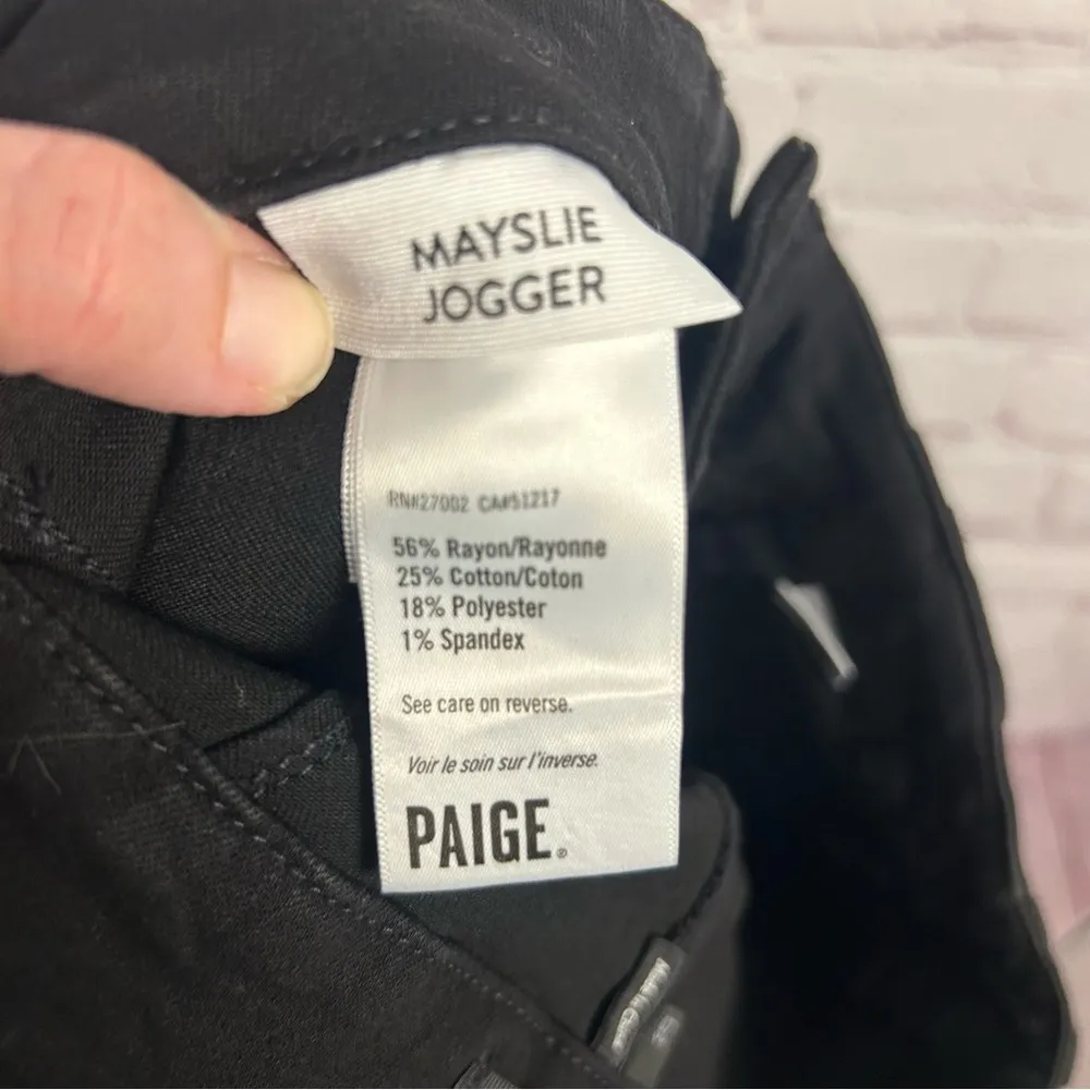 PAIGE Mayslie Black Cropped Coated Moto Jogger style pants Black Fog size 26 - Image 9