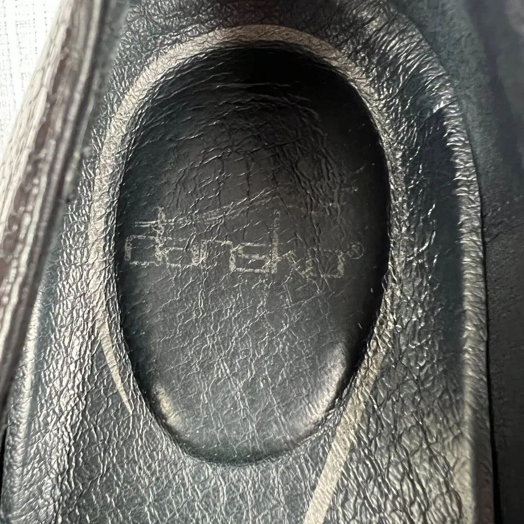 Dansko 40 Loafer Shoes Womens 9.5-10 Olivia Black Leather Slip On Wedge Embossed - Image 8