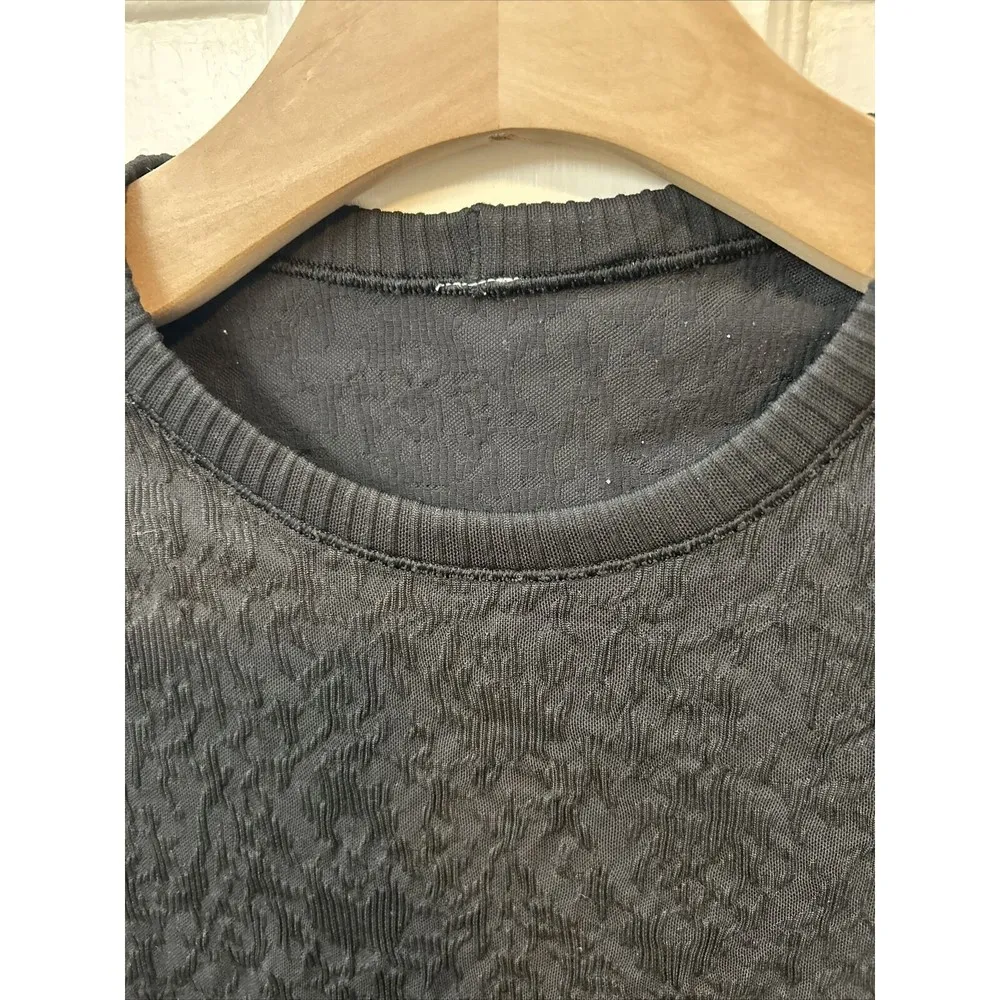 Rest Less Pullover Black Textured Long Sleeve Crewneck Top Size XXXS - Image 6