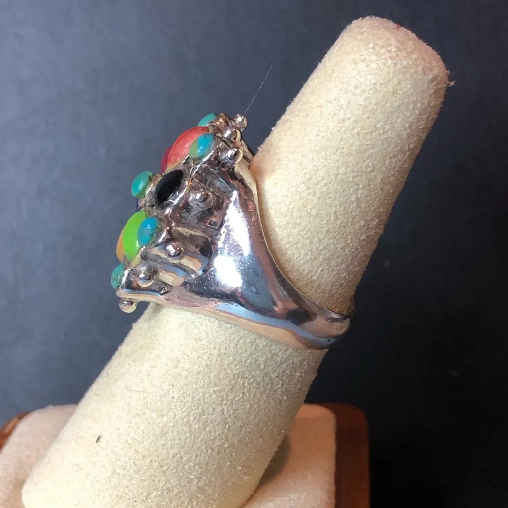 BARSE Multi-Gemstone Cabochon Inlaid Sterling Silver Ring - Image 2
