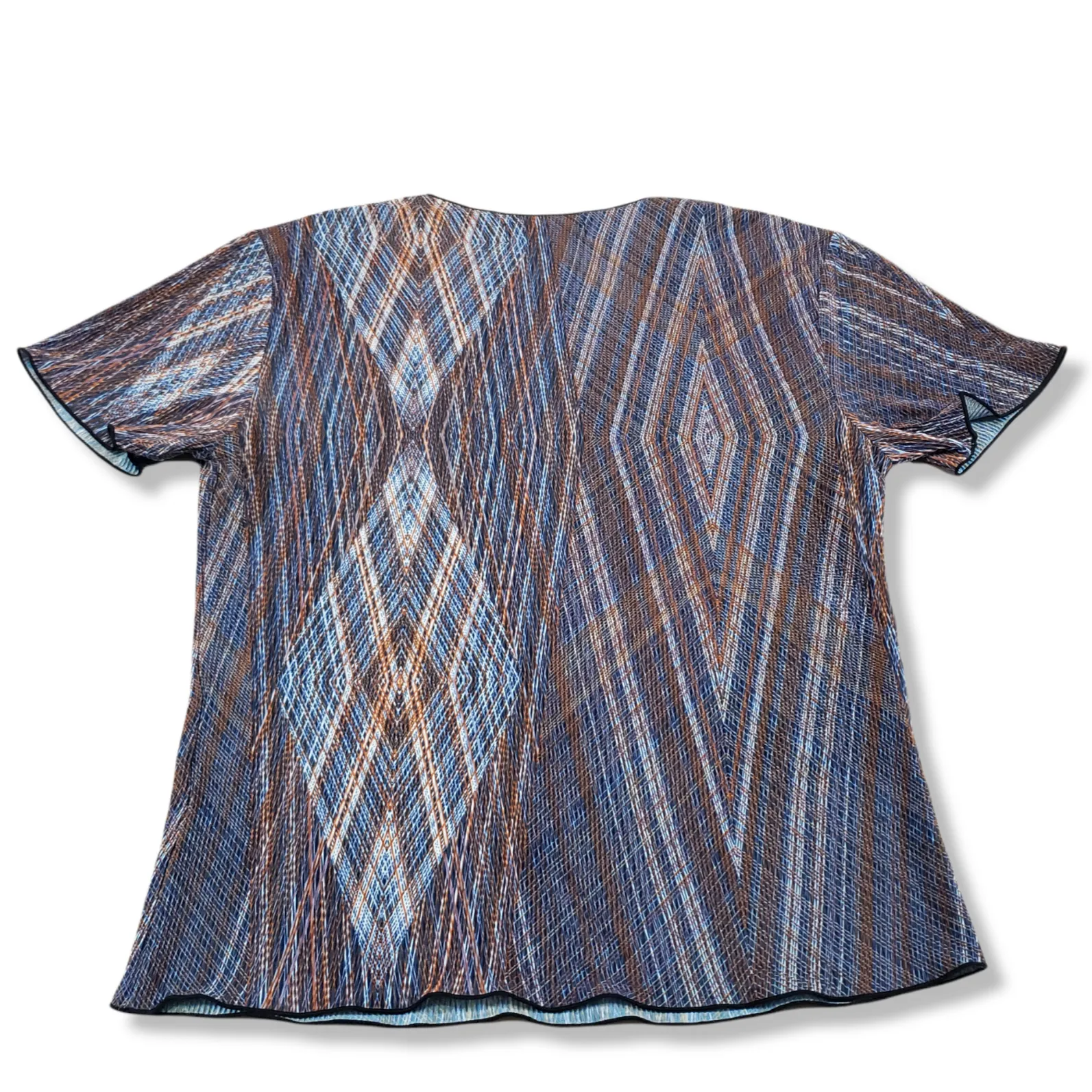 Kasper Knits Top Size Small Women's Crop Top Blouse Geometric Pattern Lines - Image 2