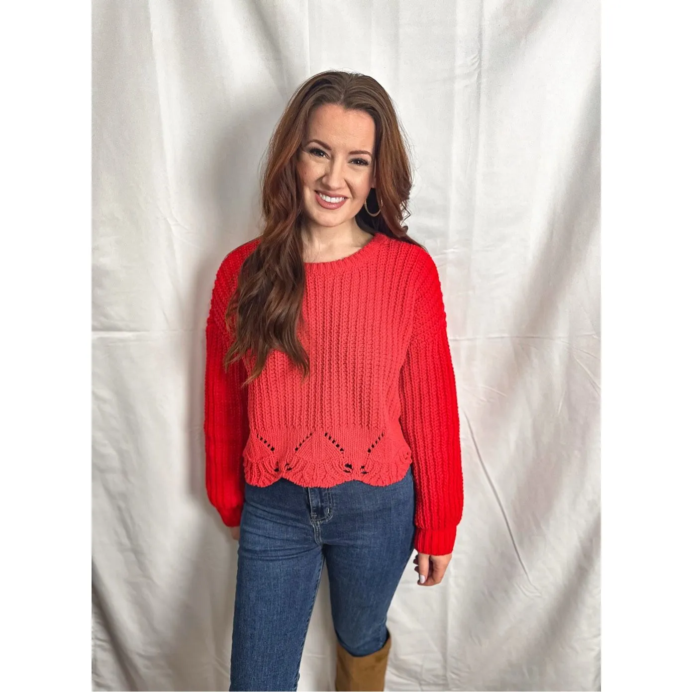 Francesca’s Chunky Red Knit Sweater - Image 13