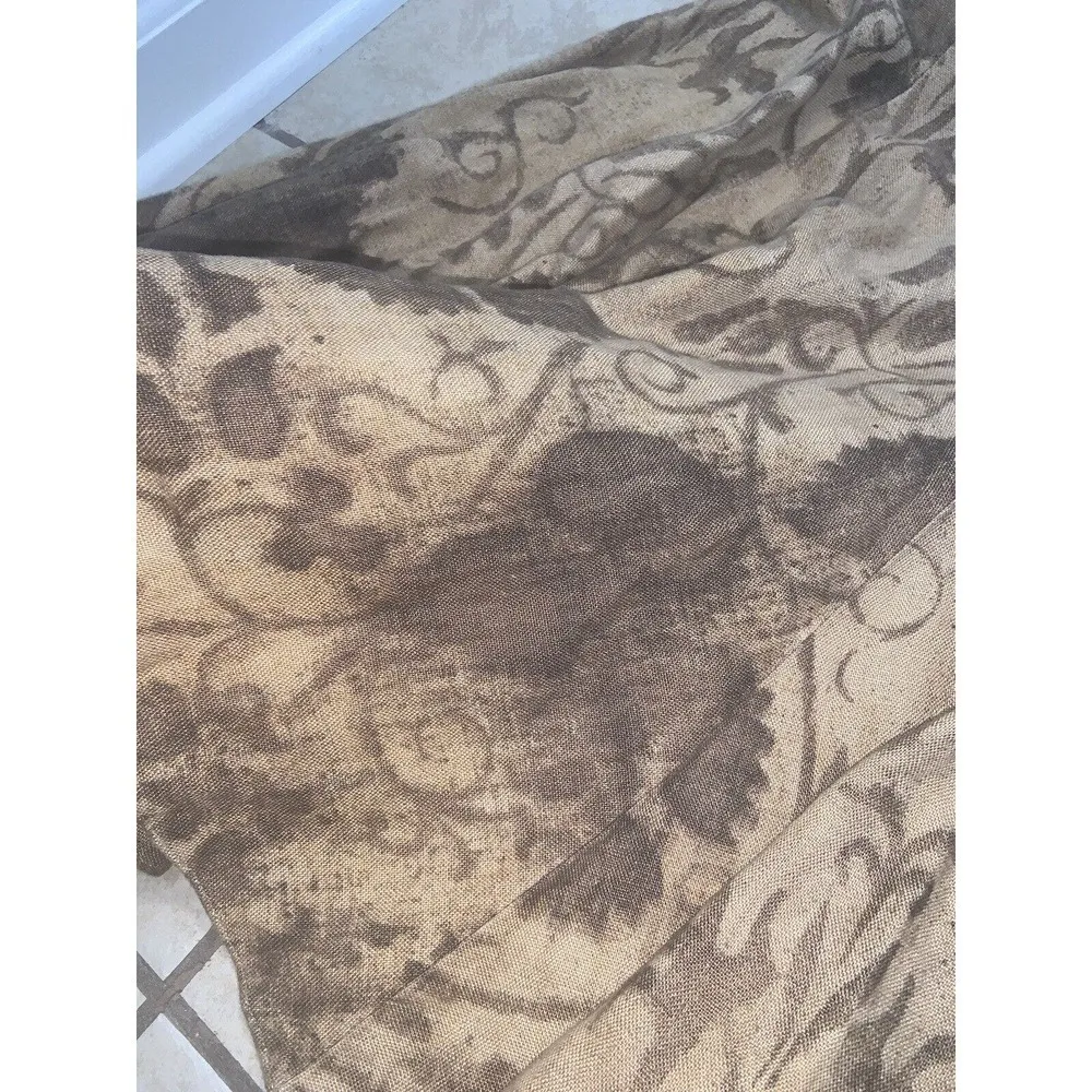 vintage ralph lauren polo Linen Brown Printed Full Maxi Skirt 6 fall casual - Image 5