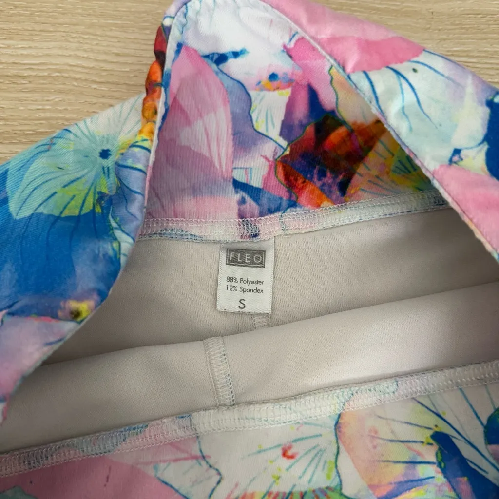 Fleo Small Mermaid Floral Shorts Pastel Colorful Watercolor Workout Gym Run Pink - Image 3