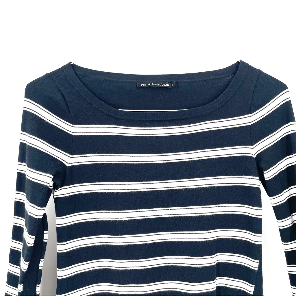 rag & bone Sara 3/4 Sleeve Stripe Knit Sweater Shirt Top - Image 4