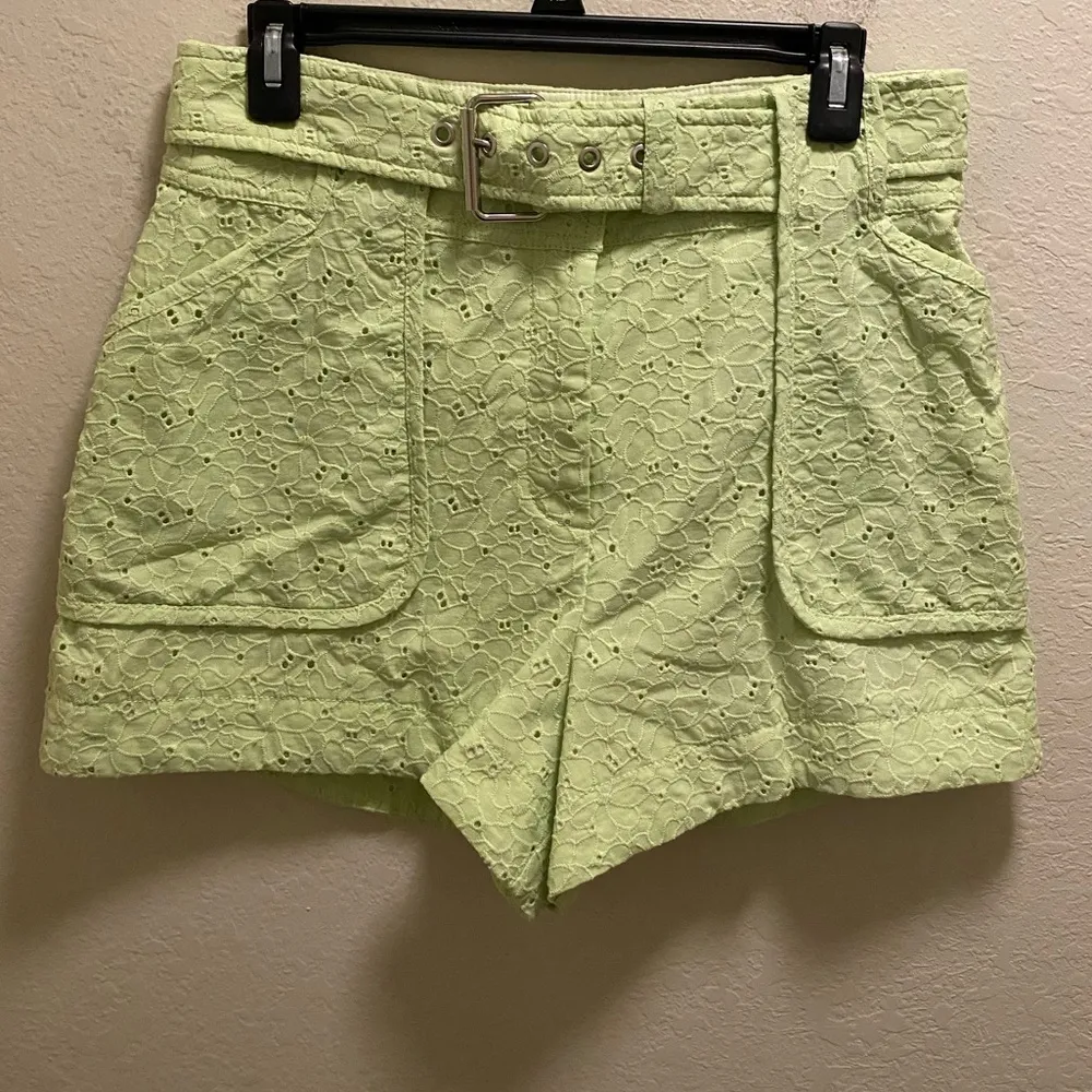 Derek Lam 10 Crosby Monterey Belted Eyelet Shorts In Matcha Size 8 New With Tag - Image 4