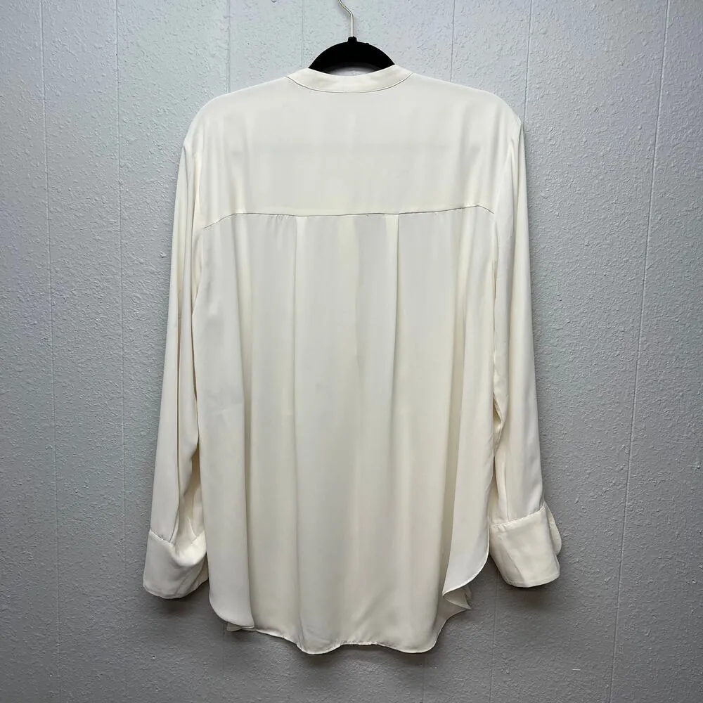 H&M Perforated Cream Tunic Top Womens Large Party Business Career Quiet Luxury - Image 6