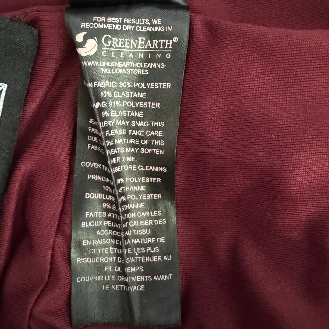 SELF PORTRAIT Cropped Long Sleeve Draped Gathered Knit Blouse Burgundy Top Sz 0 Red - Image 10